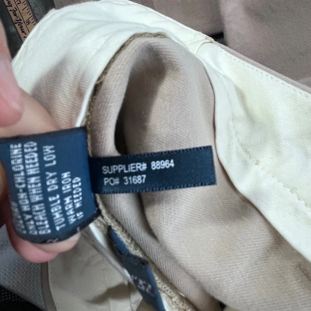 Polo Ralph Lauren Andrew Pant Mens 38x31 Khaki Tan Pleated Cotton Chino Trousers